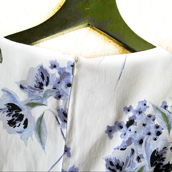 Le Chateau Lined White & Blue A-Line Dress - Picture 4 of 5